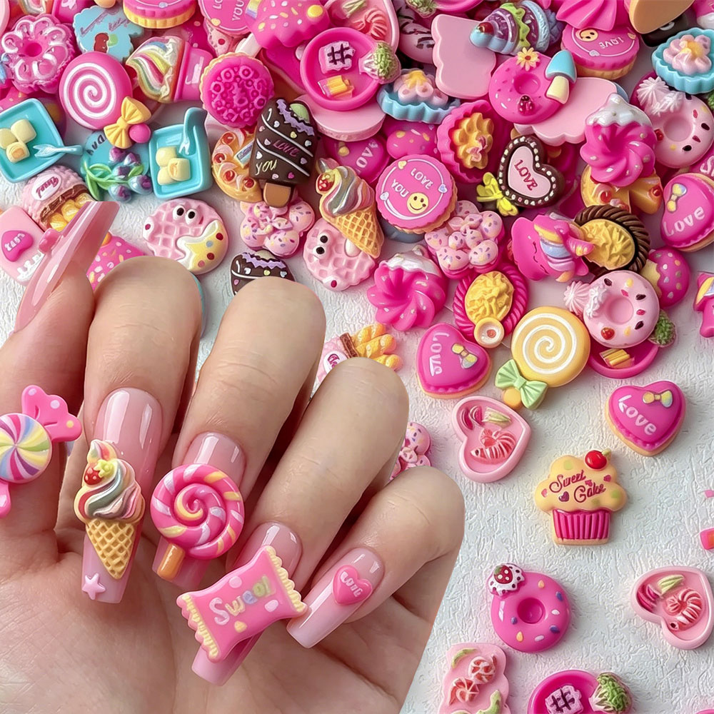Art Craft Ice Cream - 50PCS Aksesoris Kuku Resin Mini Lucu