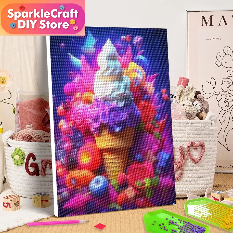 Art Craft Ice Cream - 1 Buah Lukisan Berlian 5D Tanpa