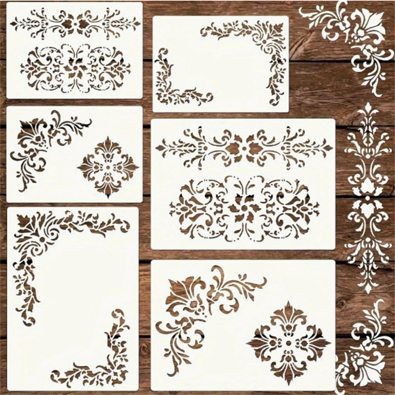 Art Craft Template - 6Pcs Stencil Bunga untuk Lukisan, Template