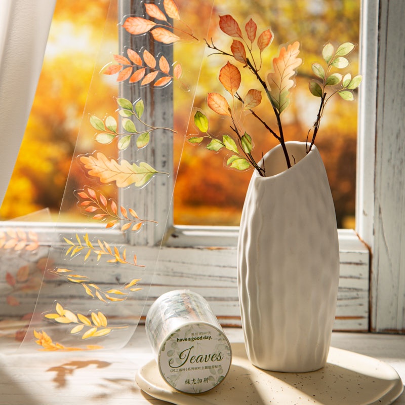 Art Craft Using Leaves - 6 Gulungan Pita Die-Cut Bertema Daun