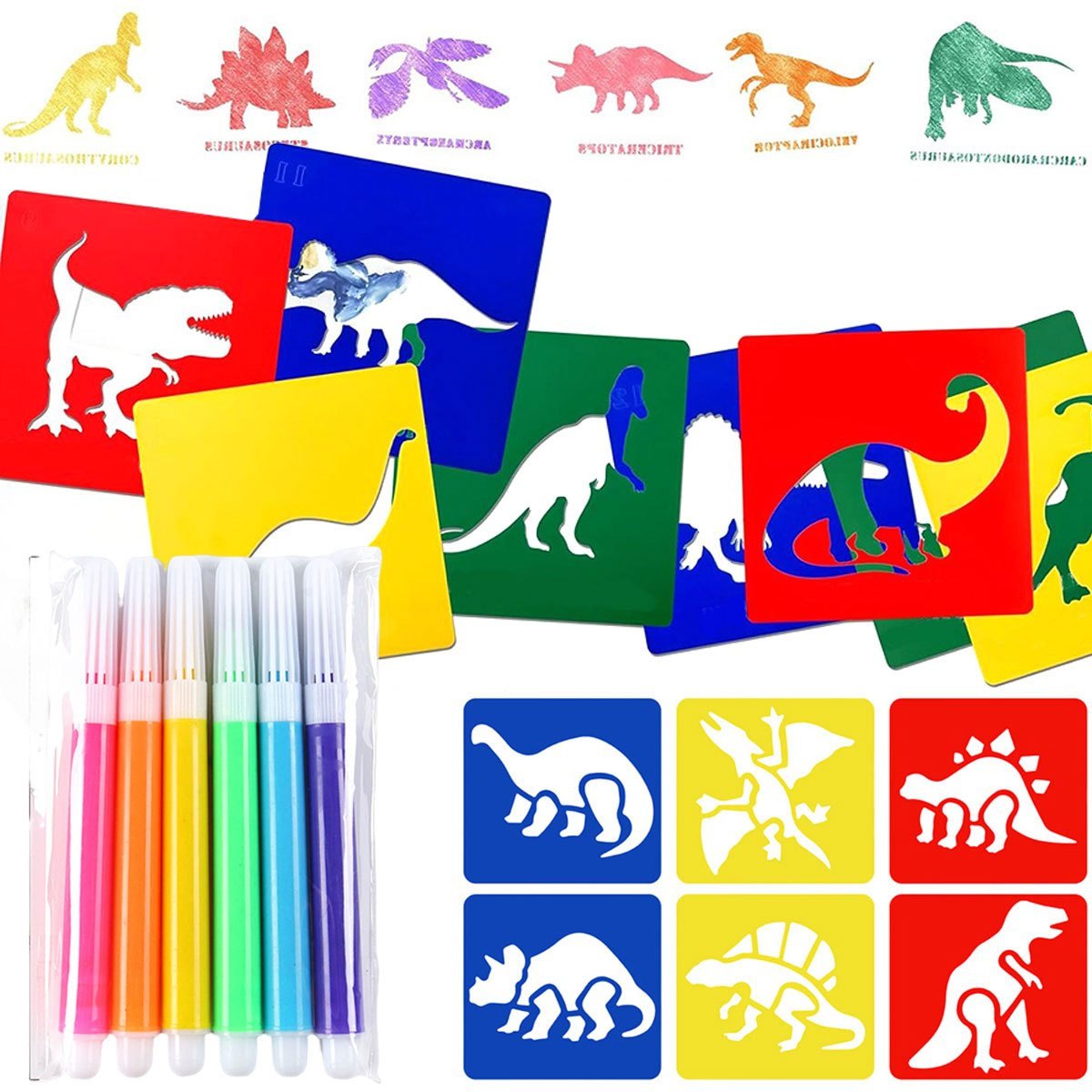 6 Buah Stensil Lukisan Dinosau - Art Craft Dinosaurs ulasan dan harga