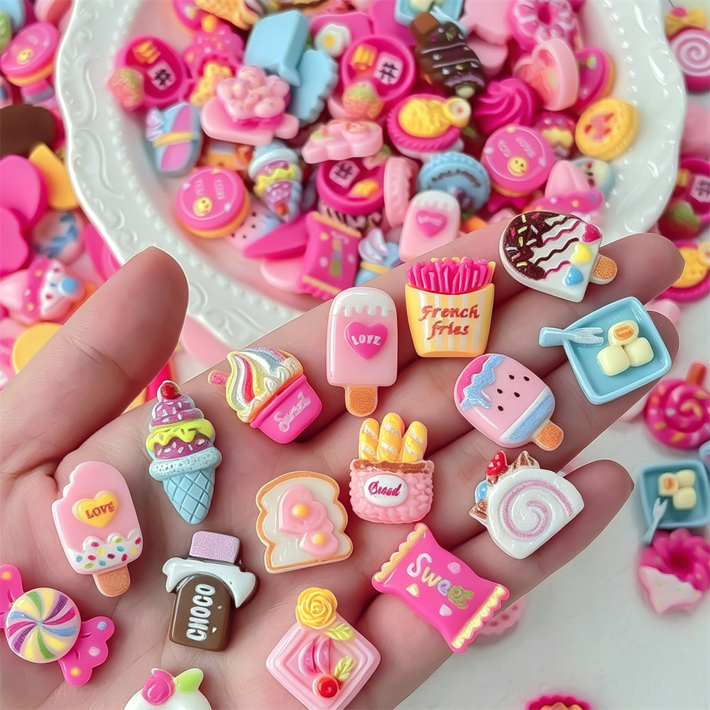 50PCS Aksesoris Kuku Resin Min - Art Craft Ice Cream ulasan dan harga