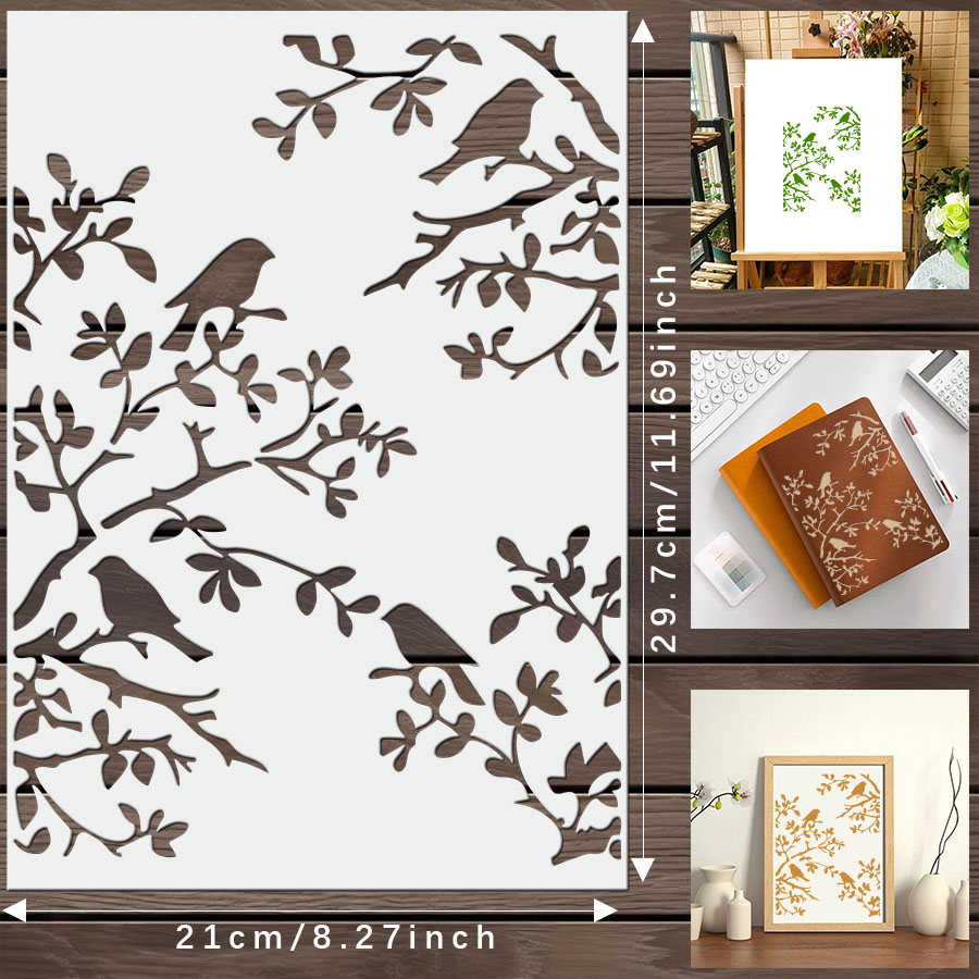 1 buah stensil cabang burung D - Art Craft Template ulasan dan harga