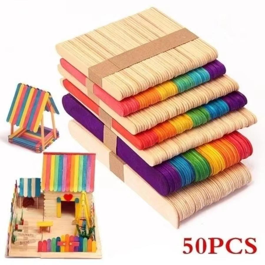 50 Buah Lot Stik Es Krim Kayu  - Art Craft Ice Cream ulasan dan harga