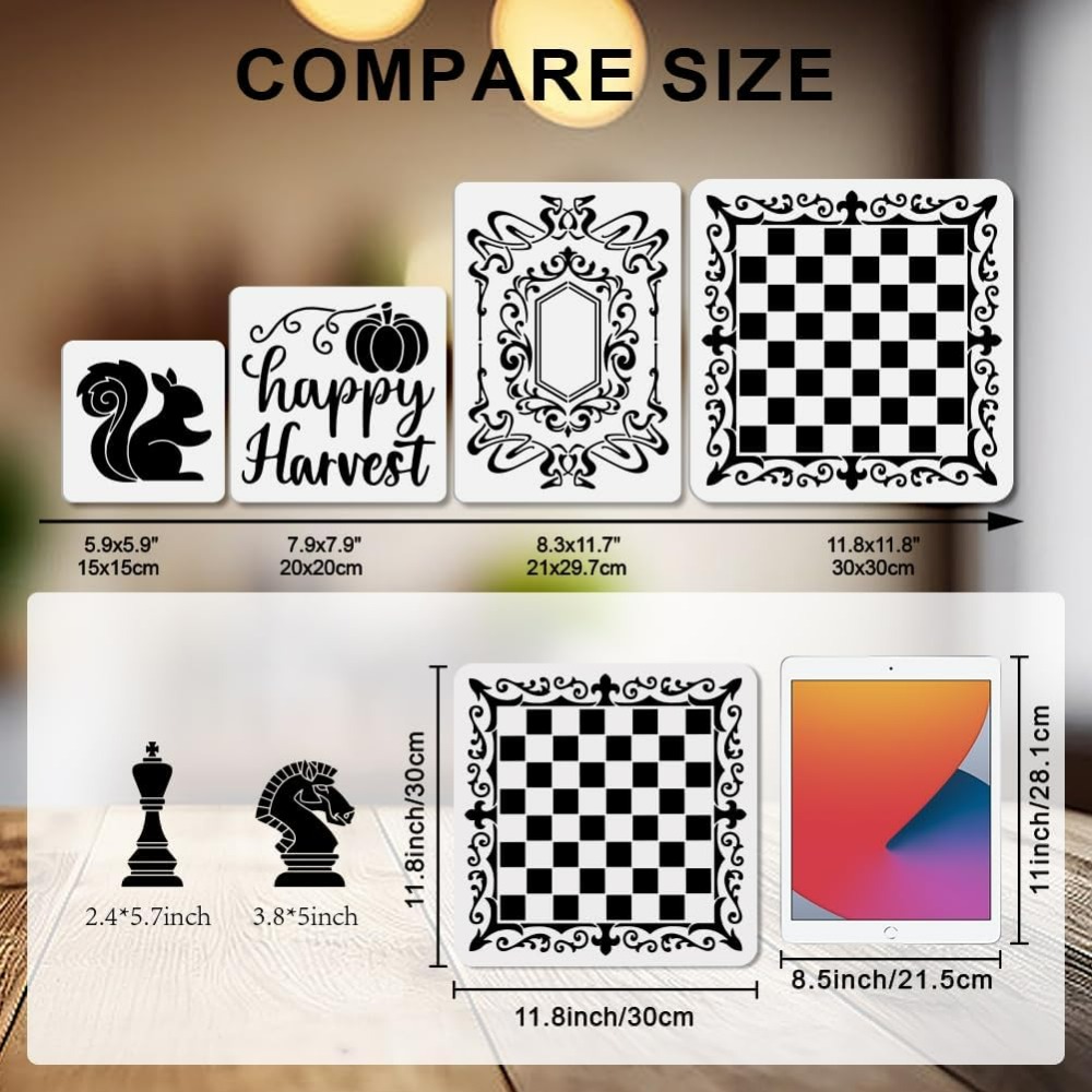 2 Buah Stensil Papan Catur Ren - Art Craft Template ulasan dan harga