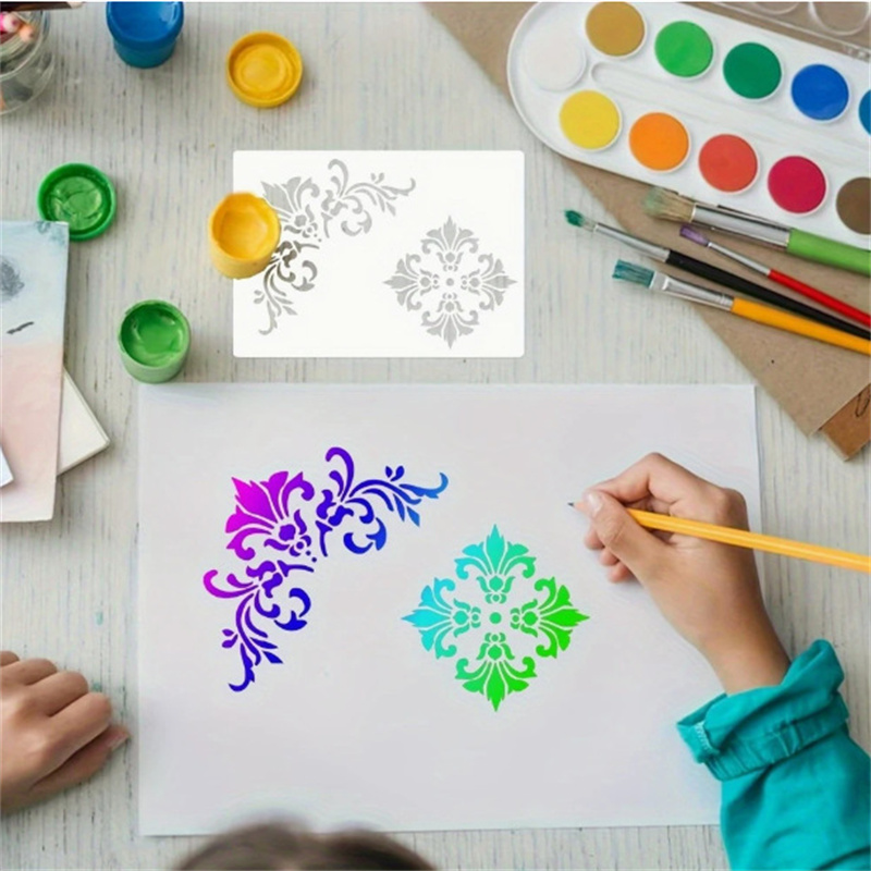 6Pcs Stencil Bunga untuk Lukis - Art Craft Template ulasan dan harga