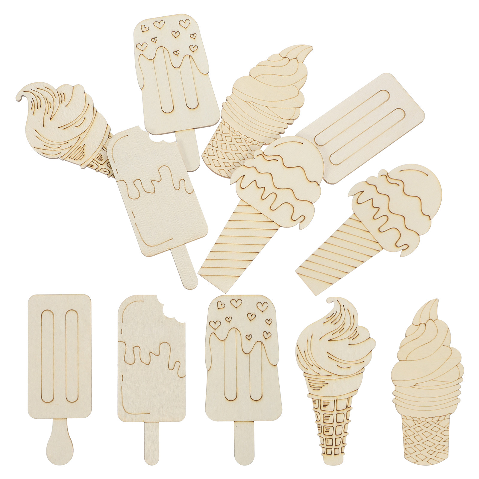 30Pcs Potongan Kayu Kosong unt - Art Craft Ice Cream ulasan dan harga