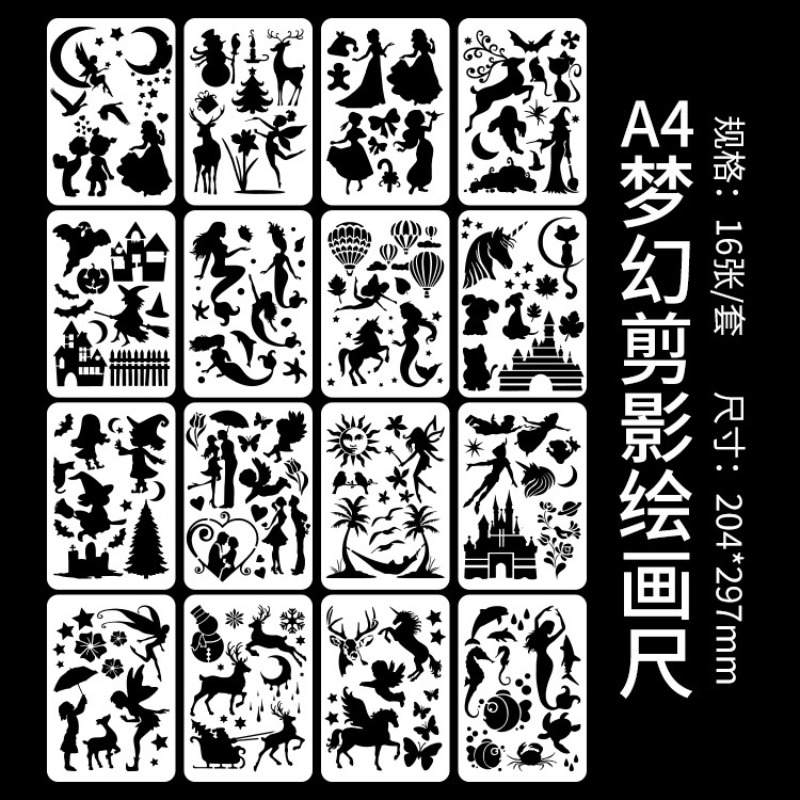 16 Lembar/Set Stensil Lukisan  - Art Craft Template ulasan dan harga