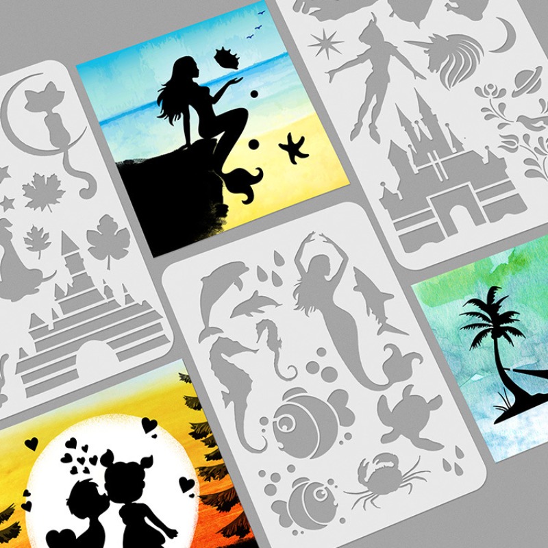 16 Lembar/Set Stensil Lukisan  - Art Craft Template ulasan dan harga