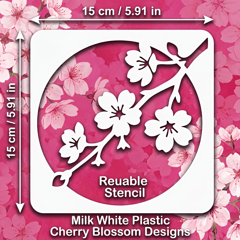 4 Buah Stensil Bunga Sakura Je - Art Craft Template ulasan dan harga