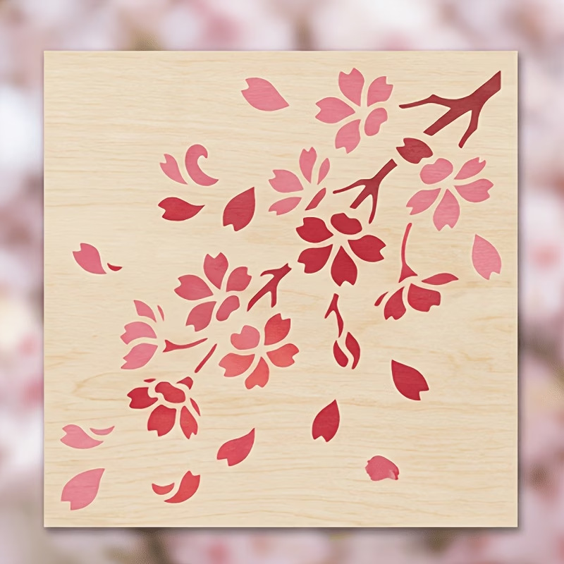 4 Buah Stensil Bunga Sakura Je - Art Craft Template ulasan dan harga