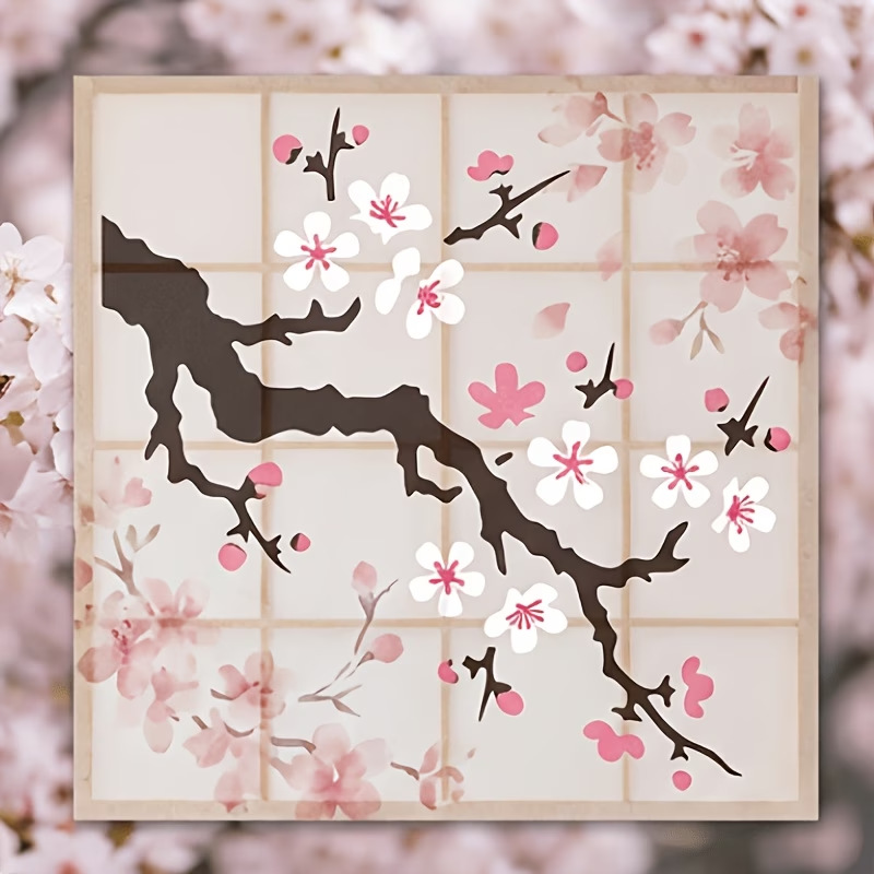 4 Buah Stensil Bunga Sakura Je - Art Craft Template ulasan dan harga