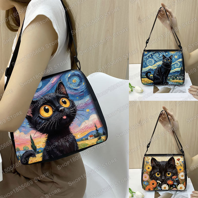 Tas bahu kucing hitam Van Gogh - Art Portfolio Bag ulasan dan harga